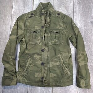 Abercrombie & Fitch Mens Medium Military Field Jacket Green Camo Y2K Retro